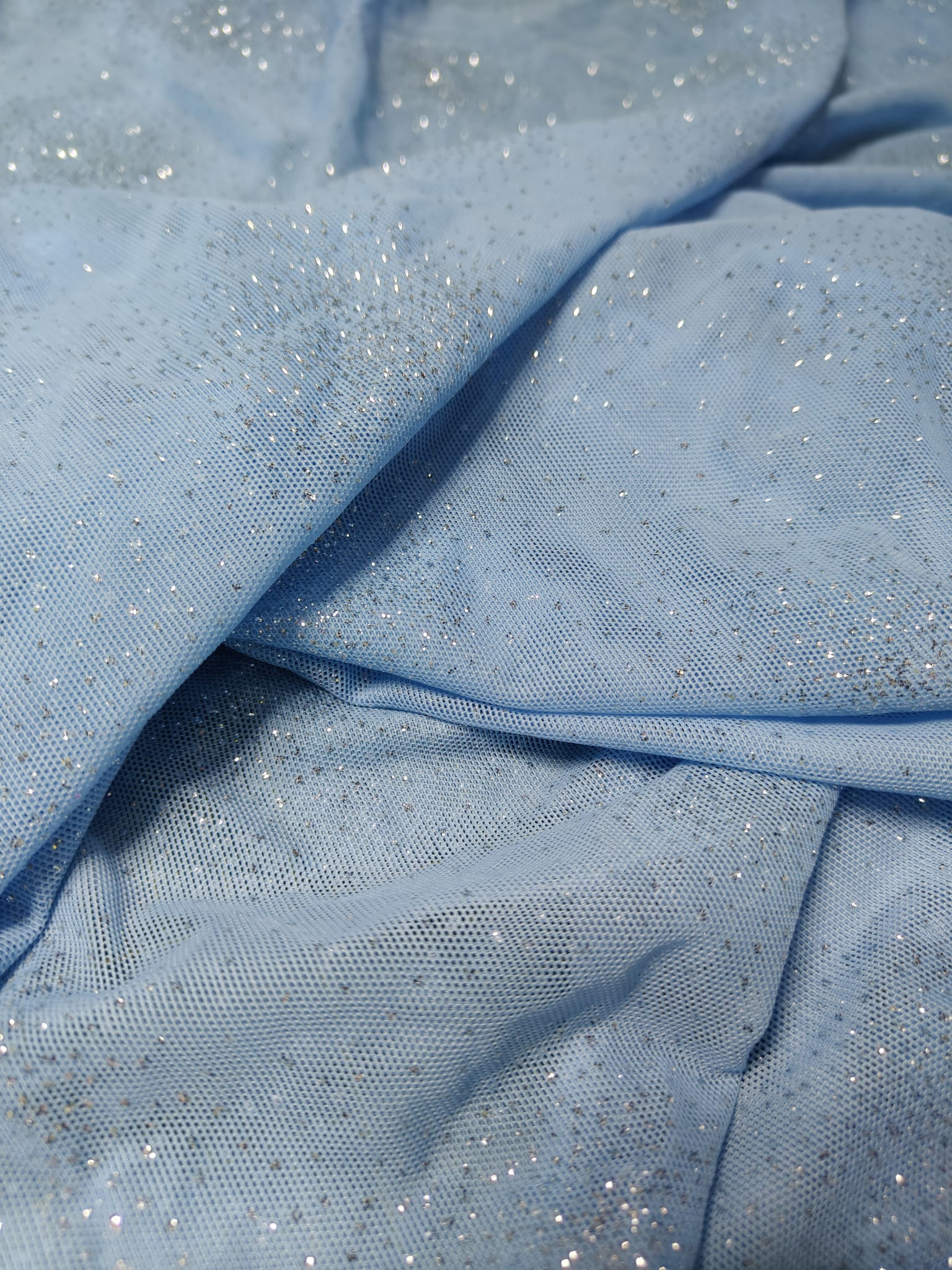RETE AZZURRA GLITTER ARGENTO Rete Bielastica Azzurro Glitterata Argento - immagine 1